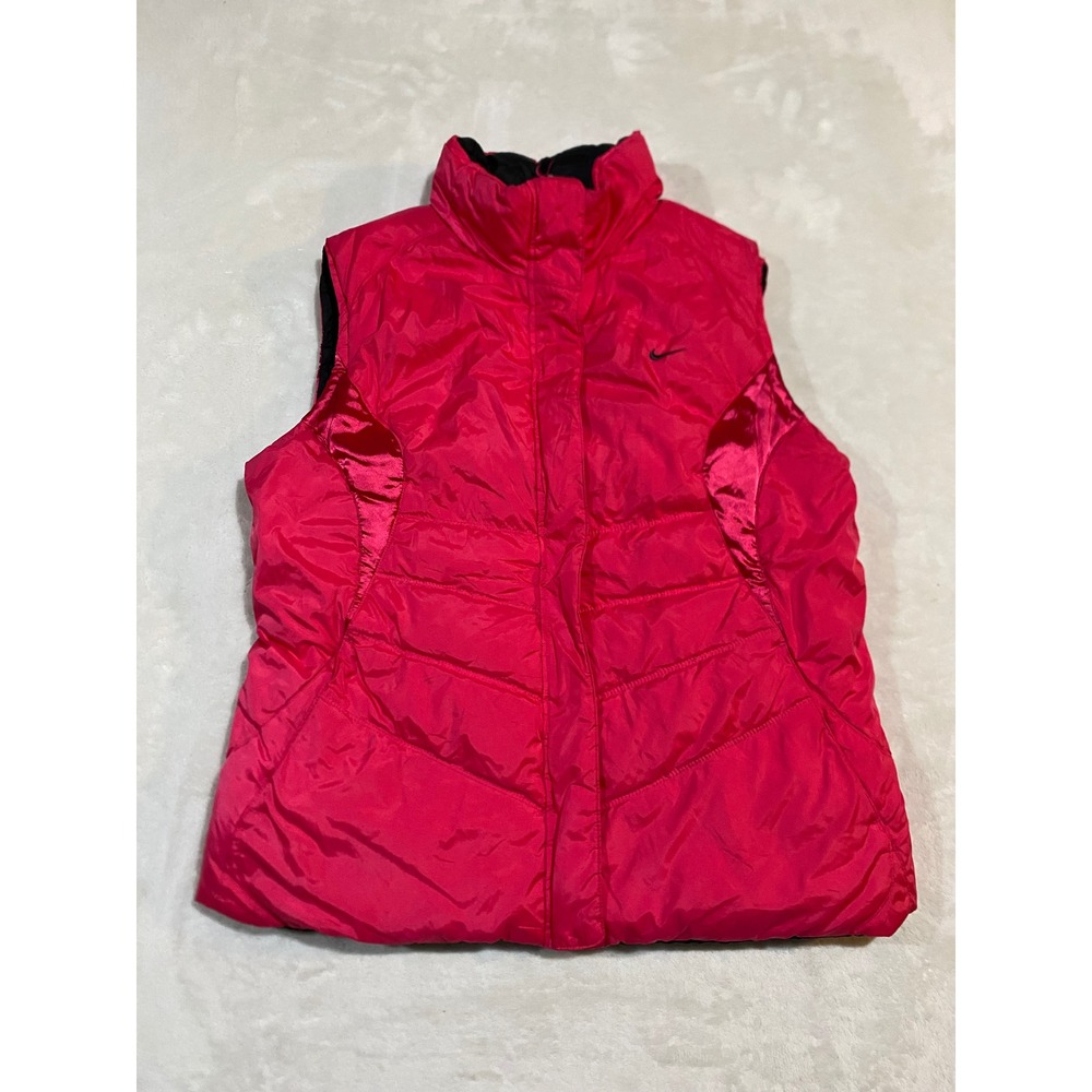 Nike Reversible Puffer Vest Pink Black Down Fill Quilted XL 213332-660